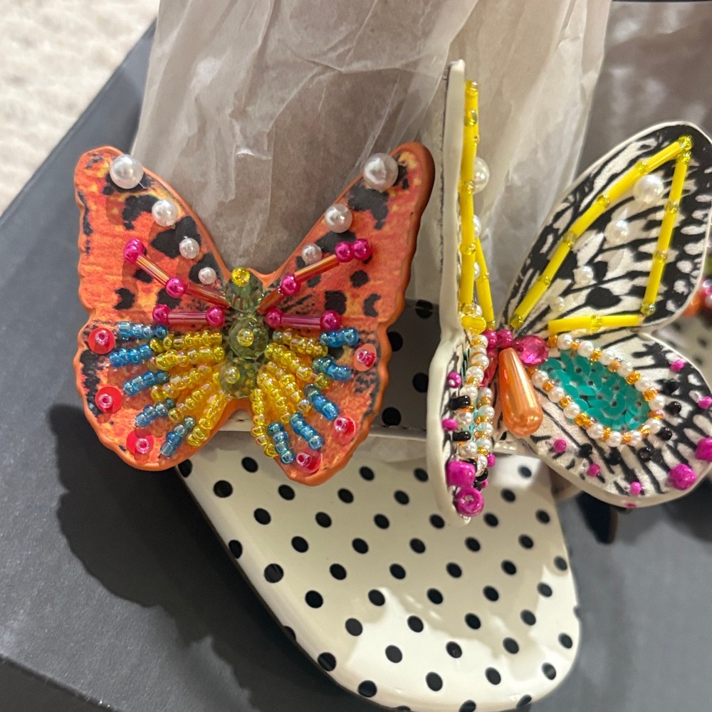 Betsey Johnson Multicolor Butterfly Embellished Strappy Heels - Picture 3 of 6